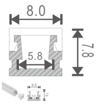 LED Alu Profil S-0808 inkl. Abdeckung matt 2000mm