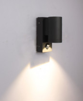 kleine 3w LED Wandleuchte aussen "Down" rund mit Bewegungsmelder Aluminium anthrazit C1006 PIR