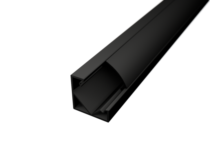 LED Alu Eck-Profil Corner 1 schwarz – 2 m inklusive matter Abdeckung